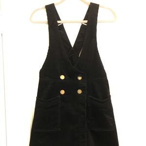 Free People Black Corduroy Overalls